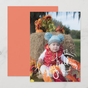 Festiva Tarjeta de foto con letras de parche de calabaza d