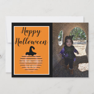 Festiva Tarjeta de foto con patrón de calabaza moderna de 