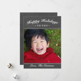 Festiva Tarjeta de Foto con Textura Gris Oscuro para Felic