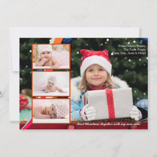 Festiva Tarjeta de Foto con Triple Superposición