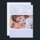 Festiva Tarjeta de Foto Copos de Nieve Azules de Invierno<br><div class="desc">Esta tarjeta de foto con tema de copo de nieve,  con pequeños lunares y un borde escalonado,  hace un hermoso anuncio de nacimiento de un bebé para su bebé de invierno. ¡También es adecuada como tarjeta de vacaciones!</div>