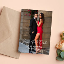 Tarjeta de Foto de Ahorro de Fecha de Boda Simple 