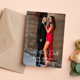 Festiva Tarjeta de Foto de Ahorro de Fecha de Boda Simple 