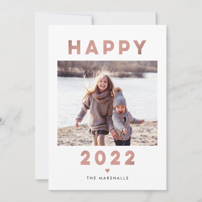Festiva Tarjeta de foto de año nuevo 2022 con letras moder (Anverso)