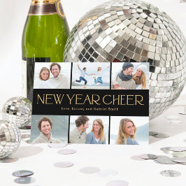 Festiva Tarjeta de Foto de Año Nuevo Feliz Collage Alegre
