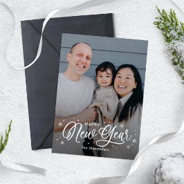 Festiva Tarjeta de Foto de Año Nuevo Feliz Cool Flakes