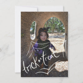 Festiva Tarjeta de Foto de Araña con Letra de Halloween
