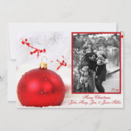 Festiva Tarjeta de foto de árbol blanco adorno rojo