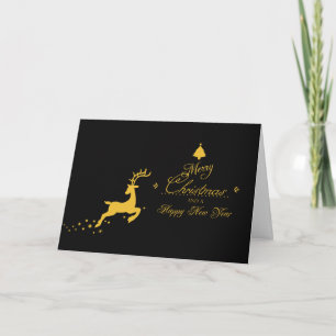 Festiva Tarjeta de Foto de Carpeta de Reno Saltando de Oro