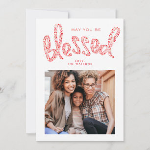 Festiva Tarjeta de foto de carta a mano religiosa de Navid