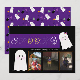 Festiva Tarjeta de foto de collage de patrón de fantasma d