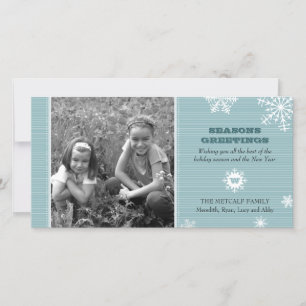 Festiva Tarjeta de foto de copo de nieve con raya fina