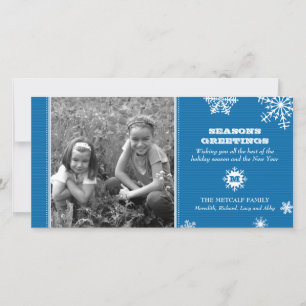 Festiva Tarjeta de foto de copo de nieve con raya fina