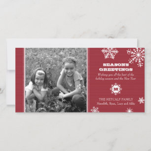Festiva Tarjeta de foto de copo de nieve con raya fina