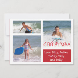 Festiva Tarjeta de foto de doble cara MULTI con franja roj