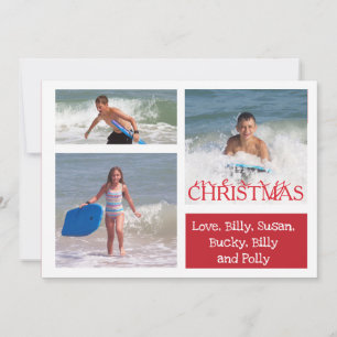 Festiva Tarjeta de foto de doble cara MULTI con franja roj