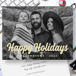 Festiva Tarjeta de foto de familia con saludo de escritura