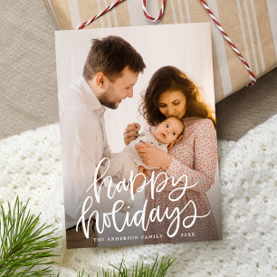 Festiva Tarjeta de Foto de Felices Fiestas con Letra a Man