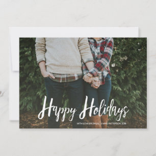 Festiva Tarjeta de Foto de Felices Fiestas con Tartán Mode