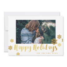 Tarjeta de foto de Felices Fiestas Copos de nieve 