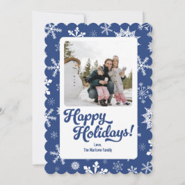 Festiva Tarjeta de Foto de Felices Fiestas Copos de Nieve 