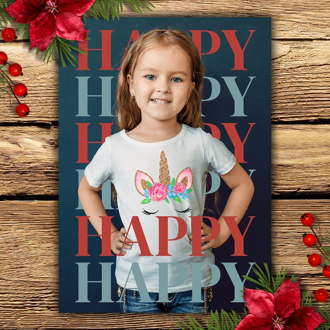 Festiva Tarjeta de Foto de Felices Fiestas Modernas (Modern Happy Holidays Photo Card)