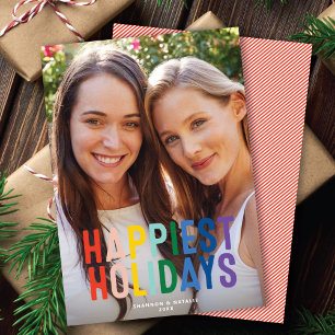 Festiva Tarjeta de Foto de Felices Fiestas Orgullo Arcoíri