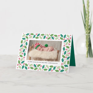 Festiva Tarjeta de Foto de Felicitaciones Navideñas con Mu