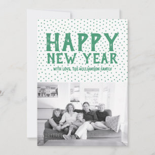 Festiva Tarjeta de Foto de Feliz Año Nuevo con Puntos Ve