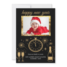 Tarjeta de Foto de Fiesta de Nochevieja Elegante y