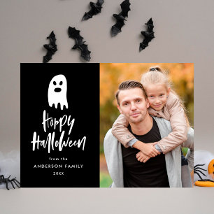 Festiva Tarjeta de Foto de Halloween Feliz con Fantasma Es