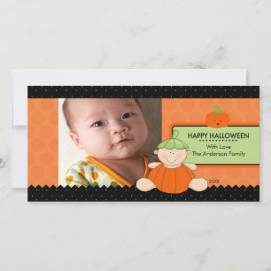 Festiva Tarjeta de foto de Halloween para niños de calabaz