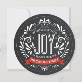 FESTIVA TARJETA DE FOTO DE HOLIDAY JOY ROUND CHALKBOARD