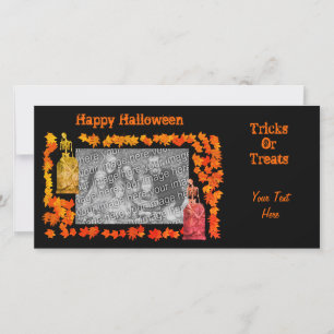 Festiva Tarjeta de foto de lápida de esqueleto de Hallowee