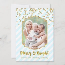 Festiva Tarjeta de foto de las franjas azul cielo azul de 