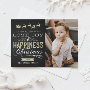 FESTIVA TARJETA DE FOTO DE LOGRO JOY FELICIDAD CHALKBOARD 