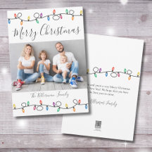 Tarjeta de Foto de Luces Navideñas Coloridas Feliz