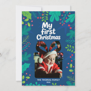 Festiva Tarjeta de Foto de “Mi Primer Navidad” para Bebé M