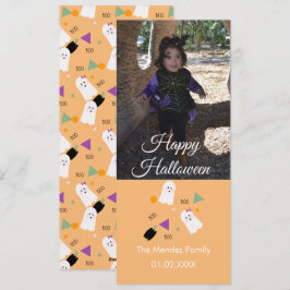 Festiva Tarjeta de Foto de Naranja de Confeti de Calabaza 