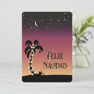 Festiva Tarjeta de Foto de Noche de Palma Decorada Feliz N