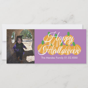Festiva Tarjeta de Foto de Parche Naranja de Calabaza de H