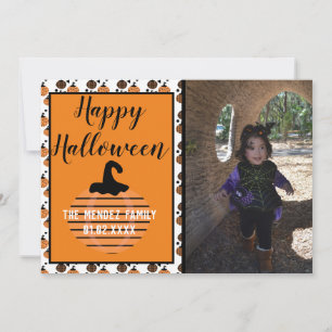 Festiva Tarjeta de foto de patrón de calabaza moderna de H