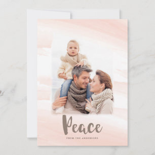 Festiva Tarjeta de foto de PAZ con lavado de acuarela mode