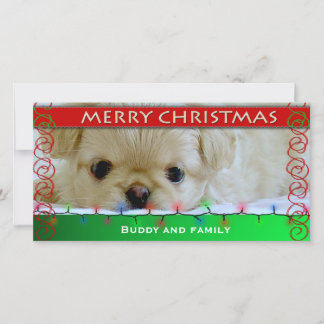 Festiva Tarjeta de foto de perro personalizada de Feliz Na