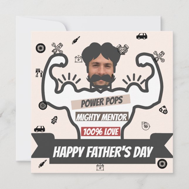 Festiva Tarjeta de foto de personalizado Muscle Dad (Anverso)