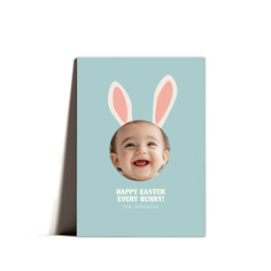 Festiva Tarjeta de foto de saludo de Pascua de conejito li