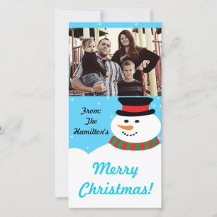 Festiva Tarjeta de foto de Snowman 4x8 para Snowman