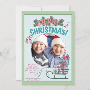 Festiva Tarjeta de Foto de Trineo de Regalos