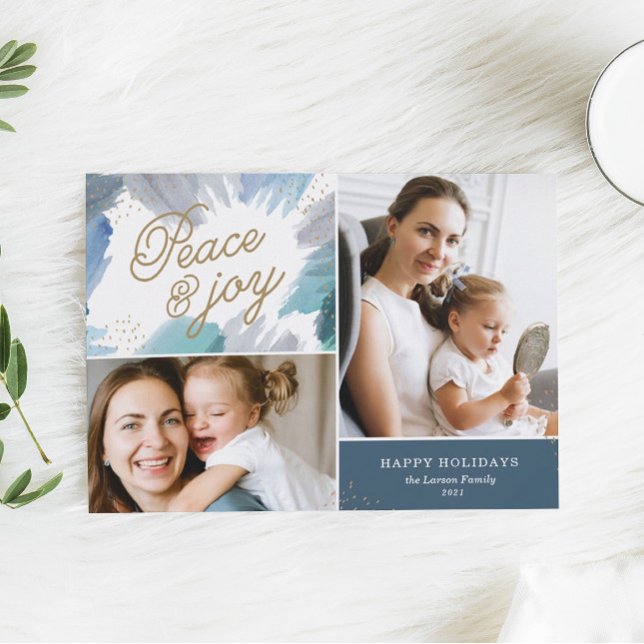 Festiva Tarjeta de foto de vacaciones cerúlea (Subido por el creador)