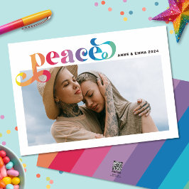 Festiva Tarjeta de Foto de Vacaciones Colorida de Paz Arco